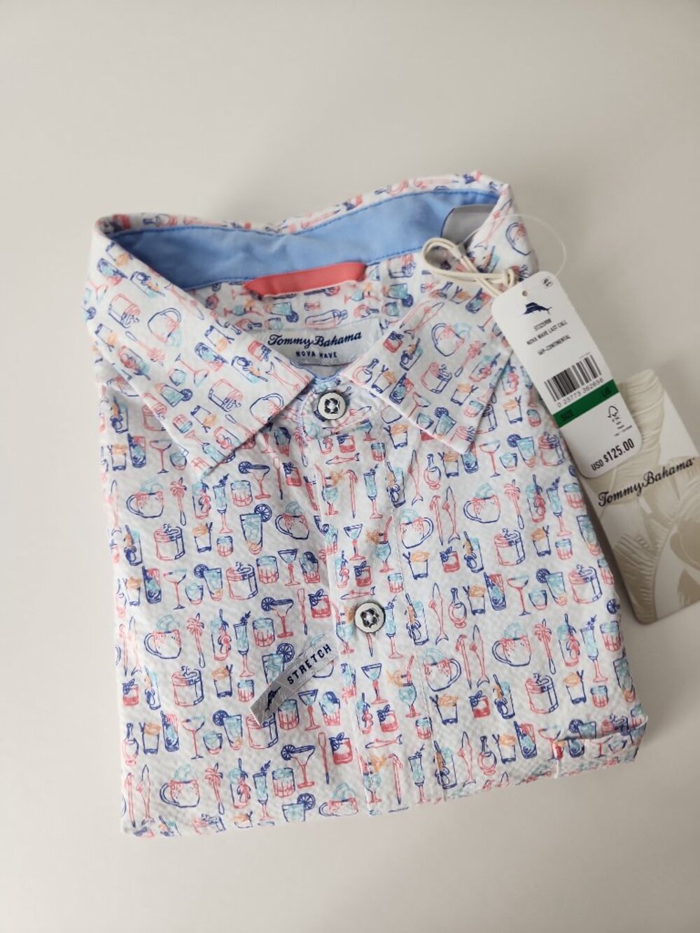 Tommy Bahama Nova Wave Last Call short sleeve shirt cocktail-themed print L New